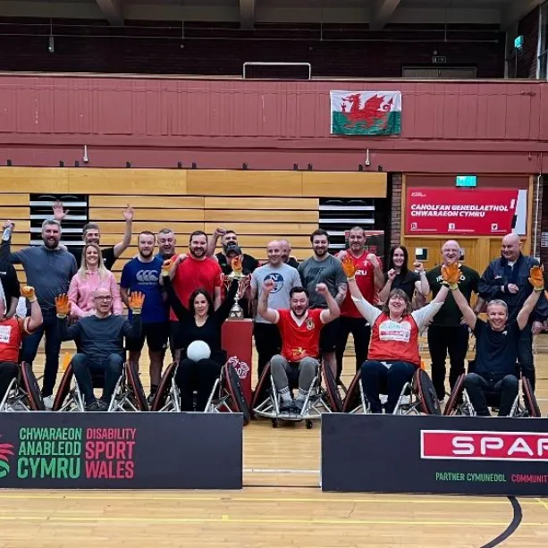 Photo of attendees at Disability Sport Wales event sponsored by SPAR